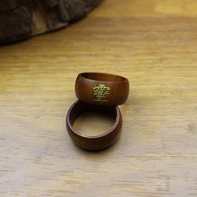 雷击枣木紫薇讳戒指老料手工描金复古老式戒指纯手工雕刻手把件