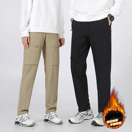 防水冲锋裤男直筒多袋工装裤子户外运动加绒保暖登山裤秋冬长裤女