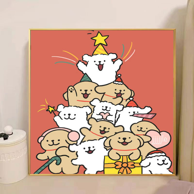 ライン子犬デジタル油絵 diy 手描き落書き漫画かわいい癒しの装飾メーカー卸売|undefined