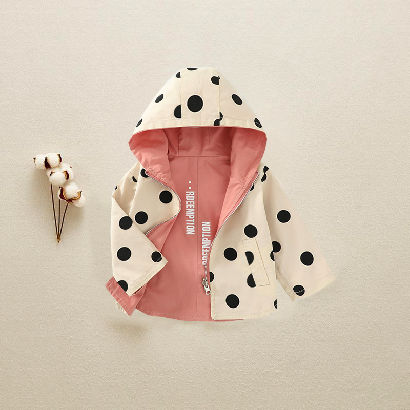 AliExpress 2023 Spring and Autumn Foreign Trade Boys and Girls Outdoor Coat Dot Printed Double-sided Jacket Jacket