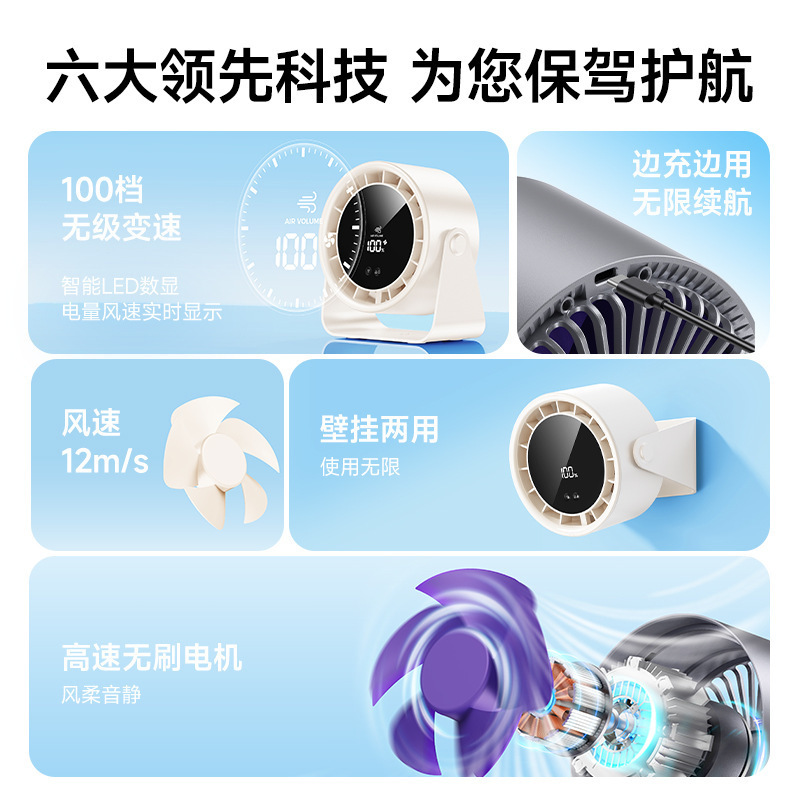 新款高速循环扇家用厨房充电静音桌面涡轮小风扇壁挂台式小电风扇|undefined