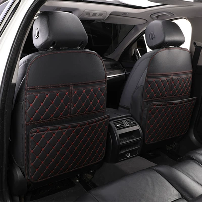 Anti-Wear and Anti-Dirt Pad: Chair back anti-kick pad - black-and-red-thread-single-piece