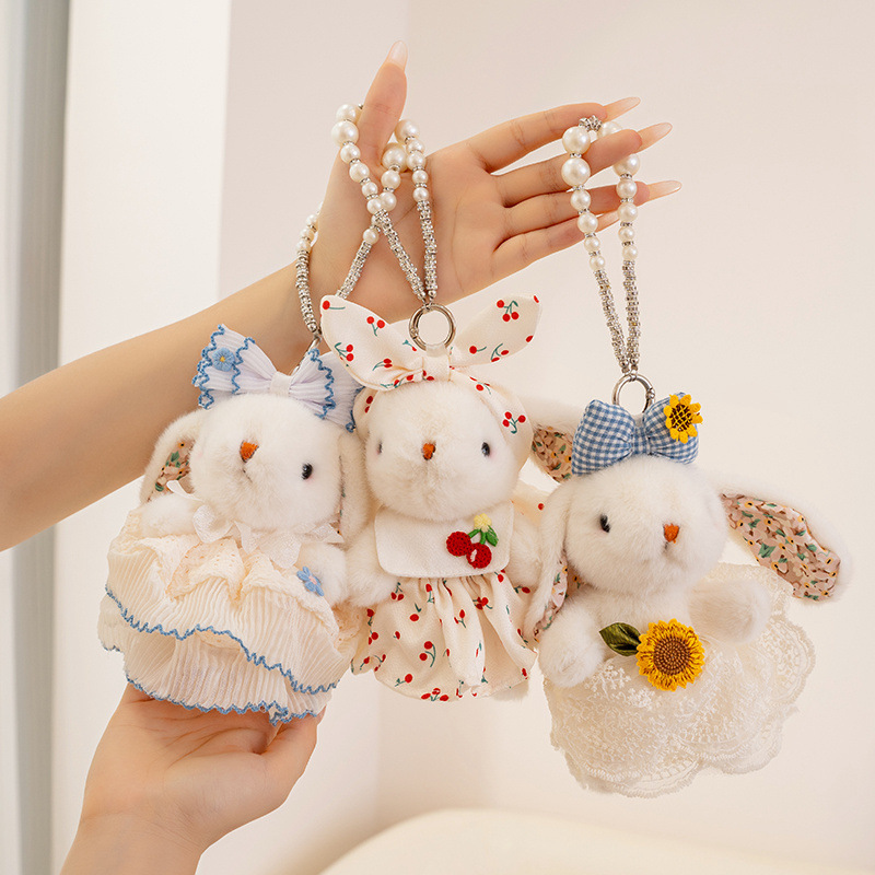 Cute Lila Lop-Eared Rabbit Pendant Plush Toy Rabbit Small Doll Couple School Bag Pendant Doll Keychain Female