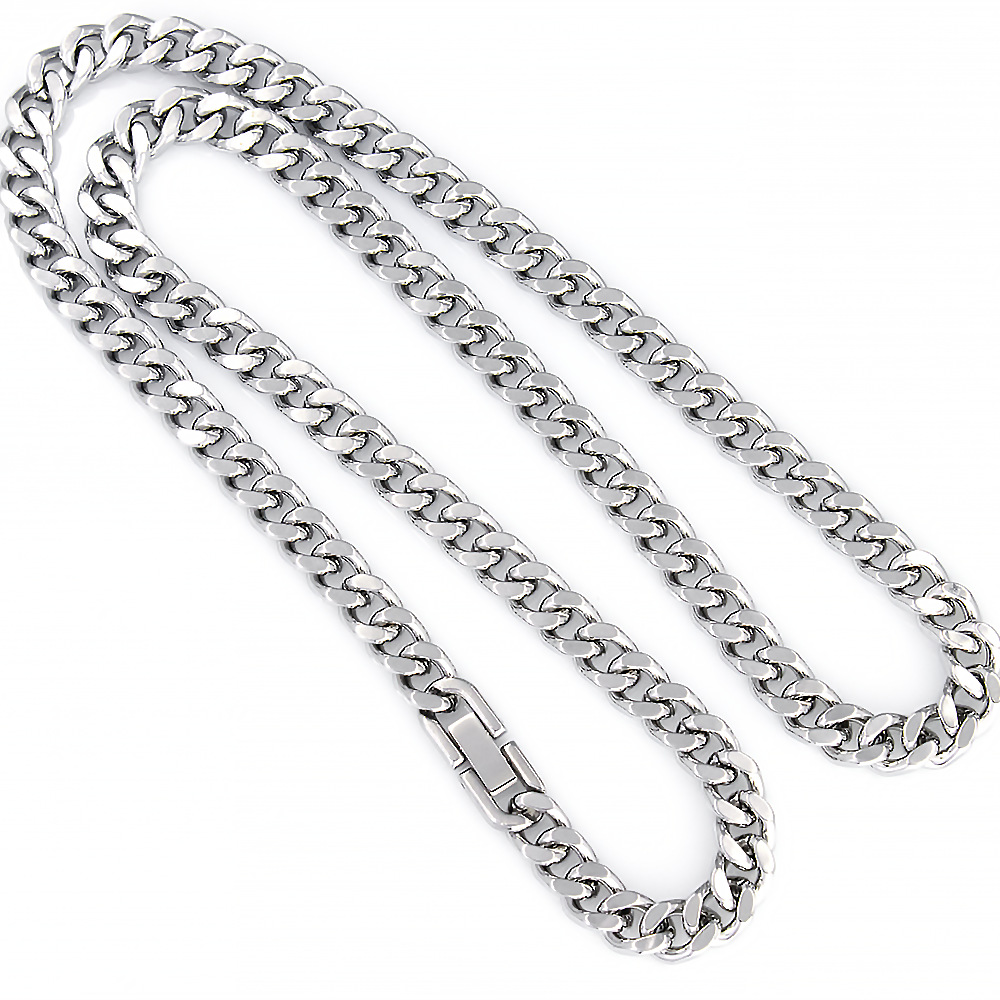 Classic Men’s Titanium Stainless Steel Snake Bone Chain Necklace_voghion.com