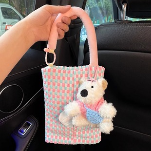 Car Tissue Box Dopamine Car Tissue Hanging Bag Car Tissue Box 2024 New Tissue Bag Storage Doll