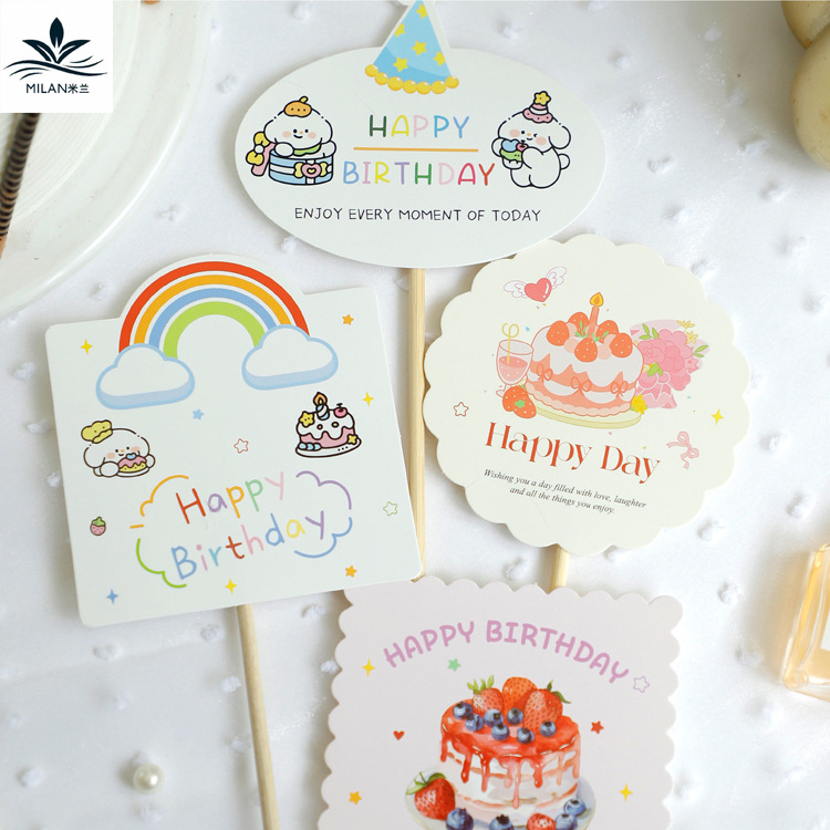 Tarjeta de felicitación de cumpleaños floral festivales creativas tarjetas pequeñas tarjetas de mensajes de tarjetas de horneado decoración colgante diy