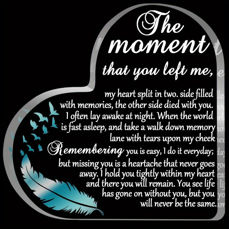 慰问礼物 - 心形亚克力纪念品 丧葬礼物，亚克力镇纸纪念装饰 葬