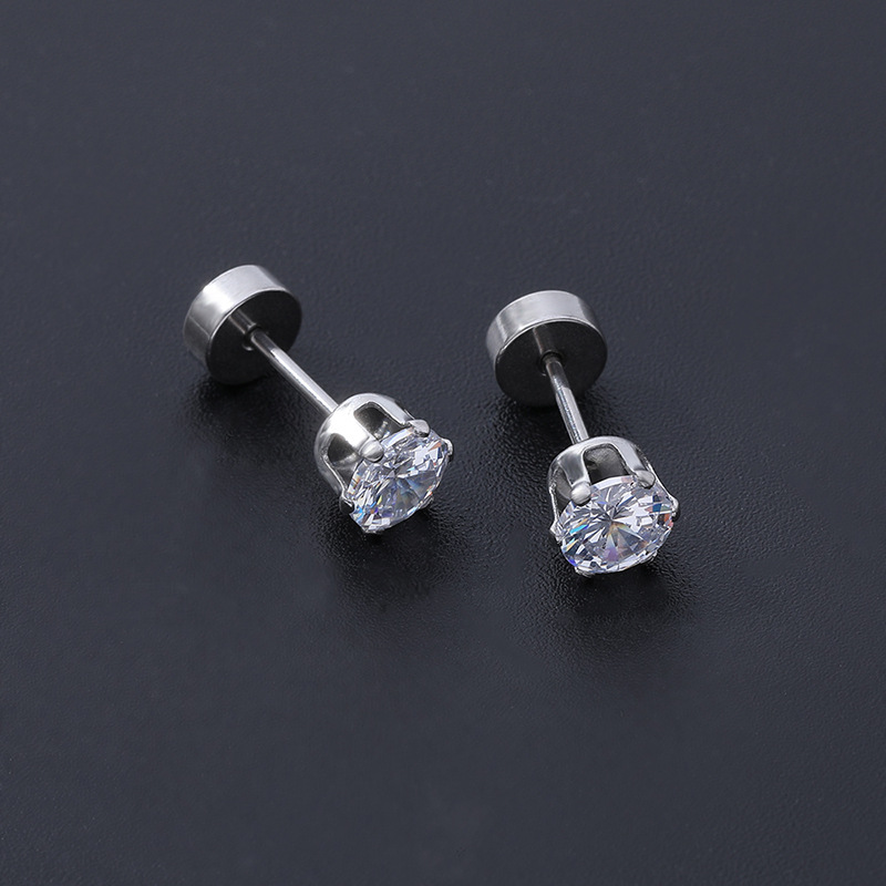 Gem Flower Rod Stud Earrings for Women - 316L Surgical Steel Screw Back Earrings Set detail image 21