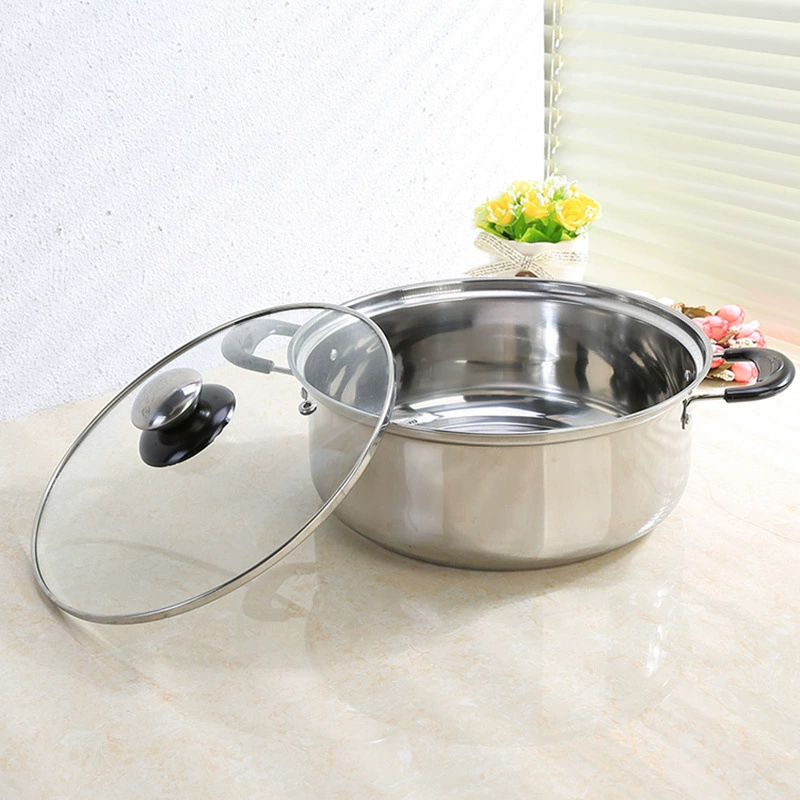 Суповая кастрюля из нержавеющей стали с крышкой, кастрюля из пищевой утолщенной нержавеющей стали, бытовая кастрюля для приготовления супа, индукционная плита, универсальная газовая плита