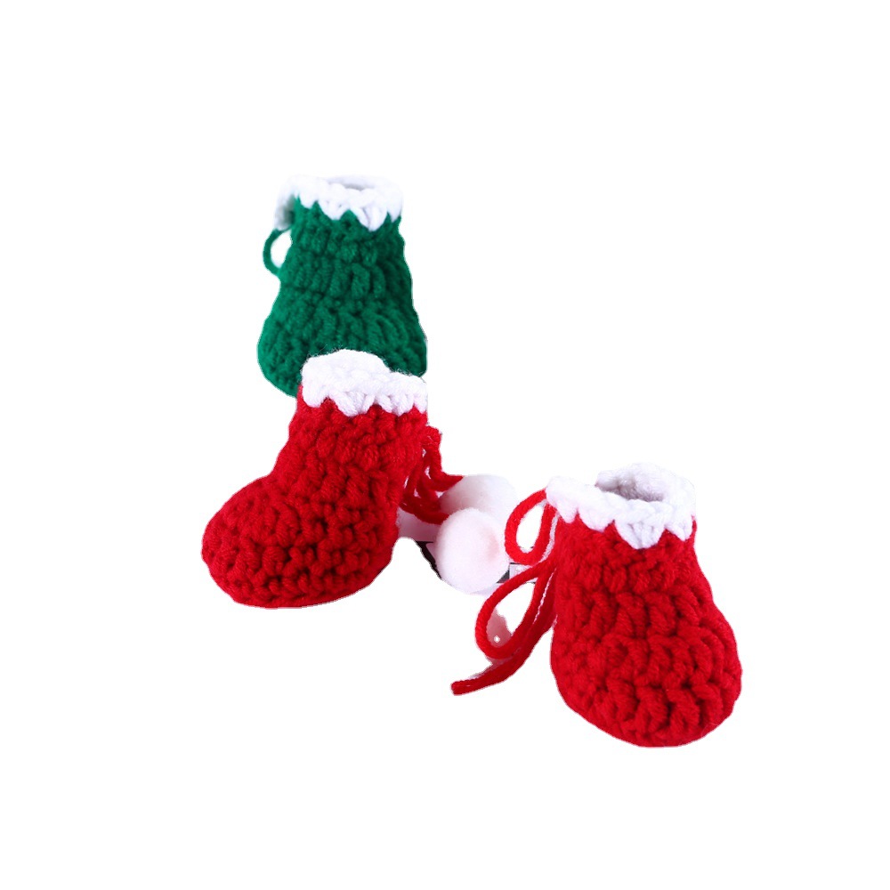 Mascota gato Oso De Peluche cachorro lana punto gancho la mano Navidad calcetines botas Zapatos accesorios caliente comercio exterior