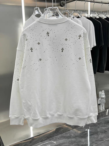 Chic Brand Men's New Starry Sky Diamond-embellished Metal Cross Necklace Crew Neck Sweatshirt Short Sleeve Youth