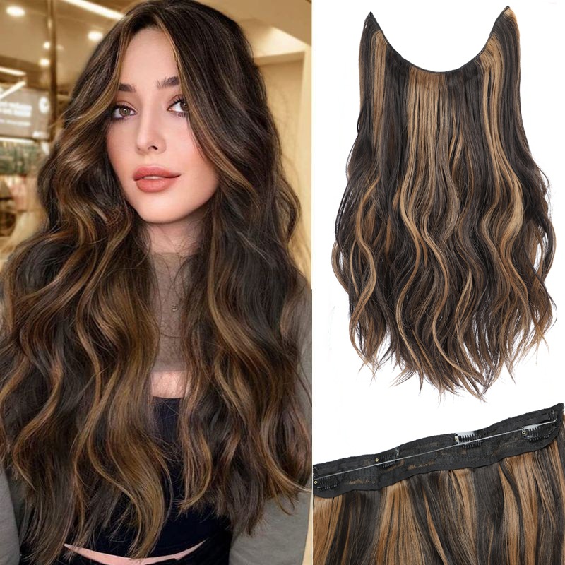 Hair Extensions Fishing Line Hair Wig European and American Wig Water Ripple Long Curly Hair Invisible Line Hair Extensions