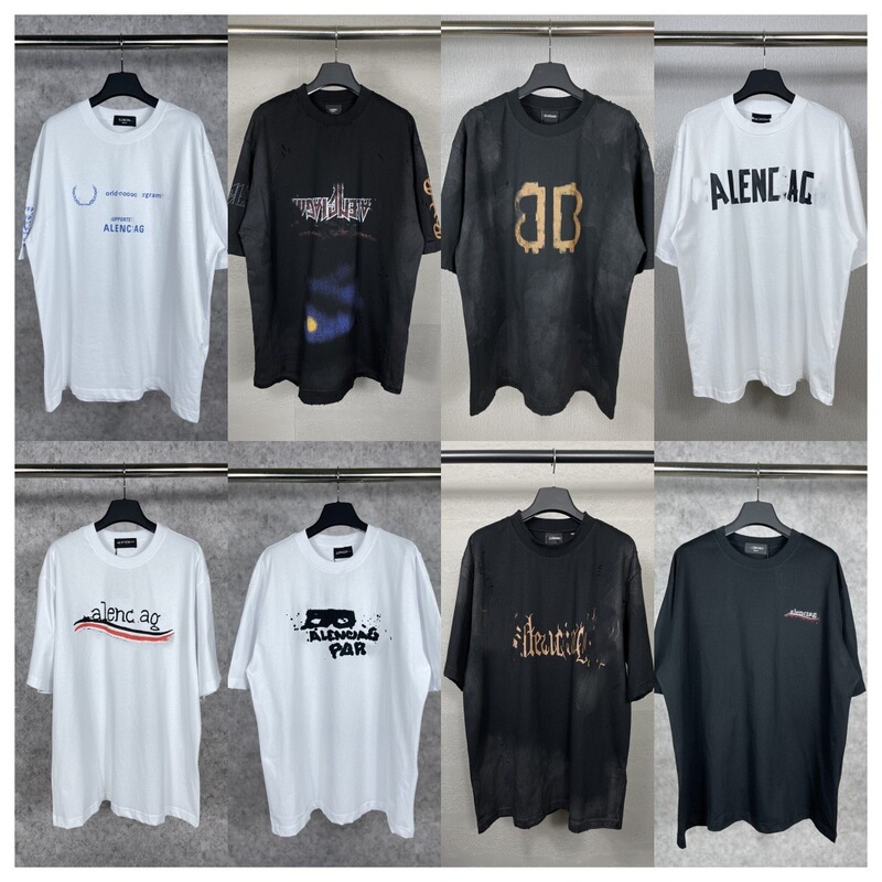 high quality Version Paris Tide Brand B New Coke Letter Embroidered Men's and Women's Round Neck Cotton Short Sleeve T-Shirt