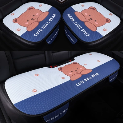 Cushion, Cute and Trendy, Cool Car: Seat cushion, seat cover - lian-lian-lian-bearblue-five-seat-three-piece-set