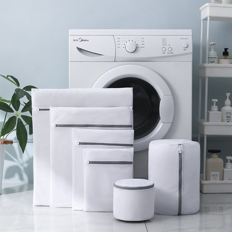 Moderno estilo simple bolsa de lavandería al por mayor cremallera gris malla fina sándwich sujetador bolsa engrosada cordón bolsa de lavandería