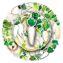 50张白萝卜贴纸蔬菜涂鸦防水彩绘装饰手帐冰箱笔记本水杯跨境贴纸