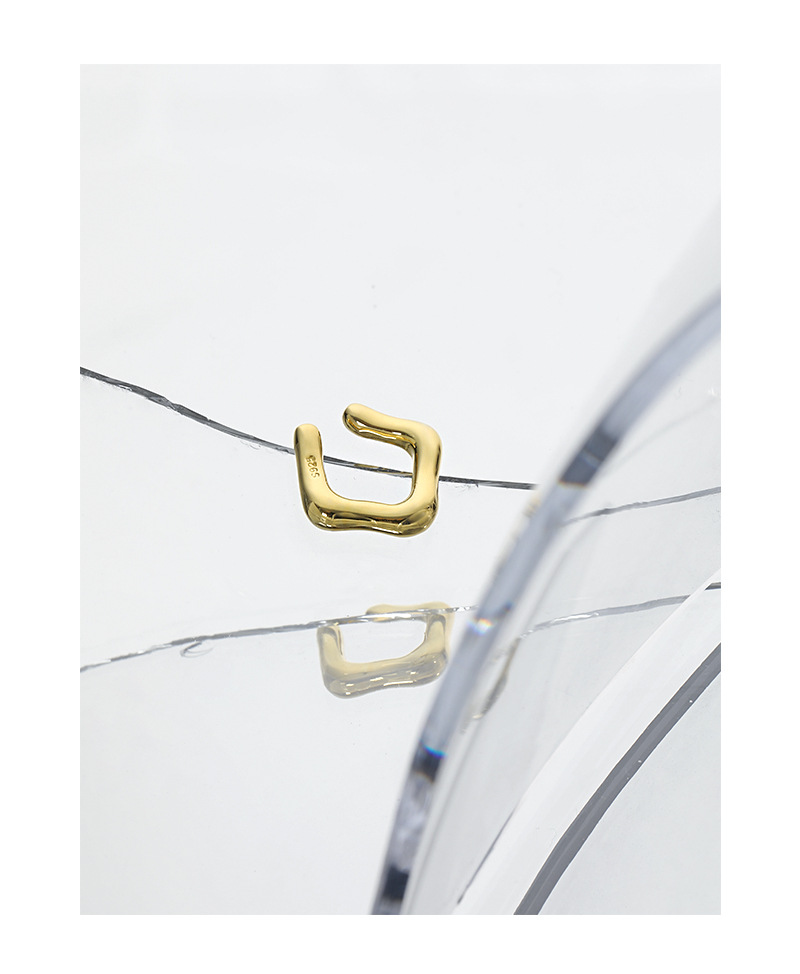 Fashion Geometric Square Irregular Surface Texture Sterling Silver Ear Clip Female display picture 5