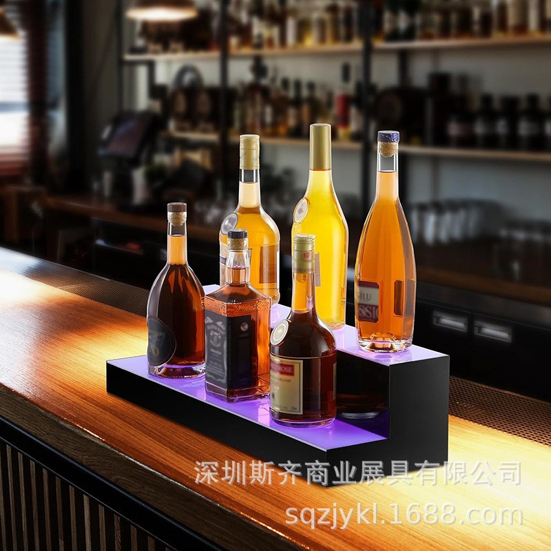 亚克力酒座LED发光酒架酒吧KTV展架智能发光酒座阶梯酒水展示架