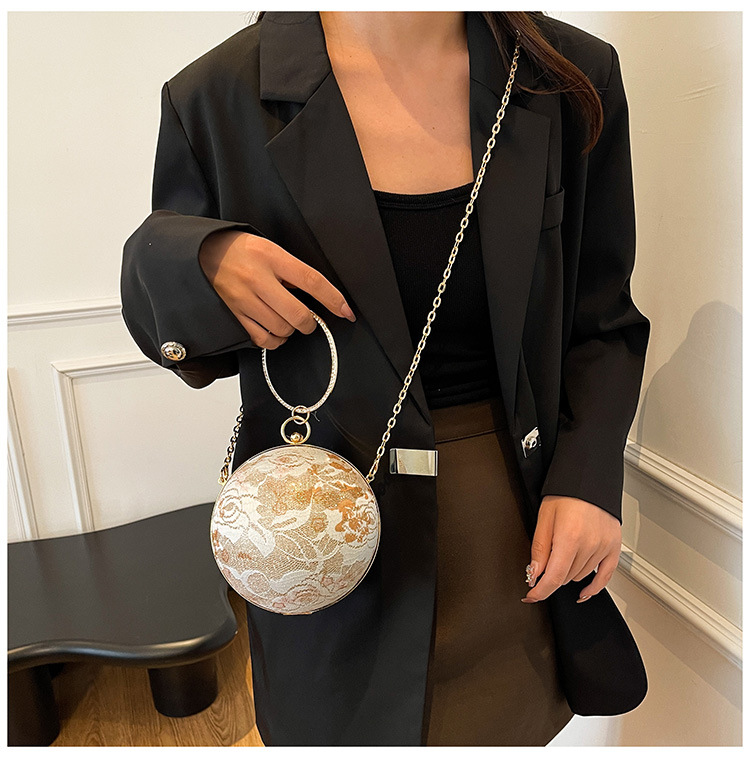 900g Weight Lock clasp Closure Type Single Shoulder Strap, Top Handle Strap Type Circle Bag Bags Type Daily, Shopping Occasion PU Material Women's Backpack Backpack Flower Pattern All Seasons Season Women's Gender Elegant, Vintage Style Style Round Shape Women's PU Flower Elegant Vintage Style Round Lock Clasp Circle Bag 4