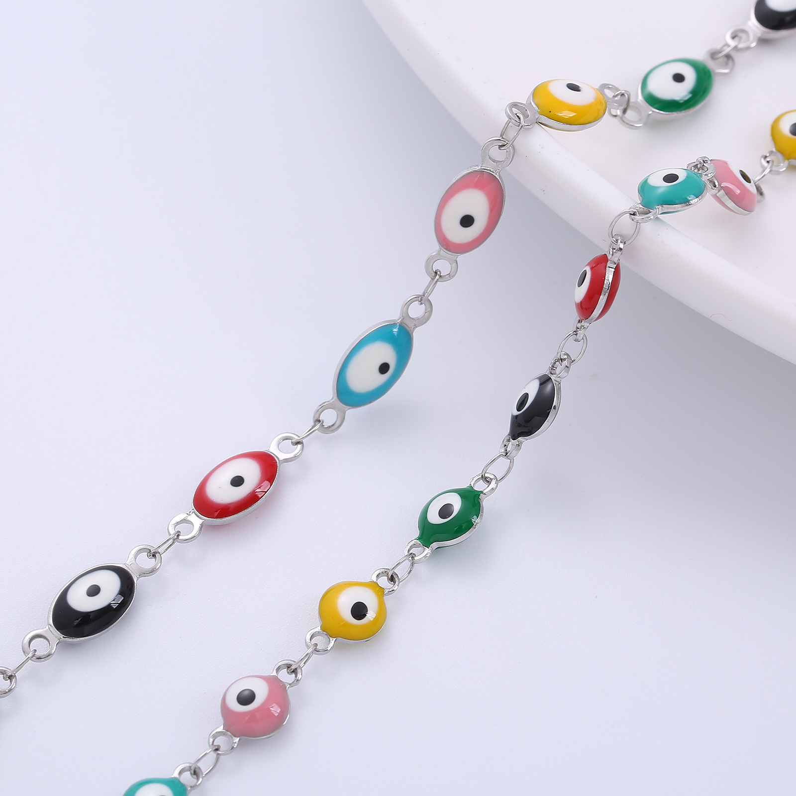 304 Stainless Steel Chain Material Street Occasion Fashion Eye 304 Stainless Steel Epoxy Bracelets In Bulk