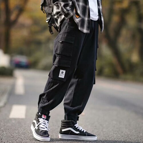 Men's Fall Compression Work Pants, Oversized Loose Straight Leg Casual Pants for Plus Size, Trendy Streetwear, Korean Style
