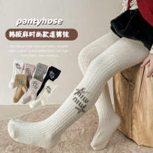 春秋款外穿女童麦穗麻花连裤袜针织宝宝紧身韩版儿童蝴蝶结打底裤