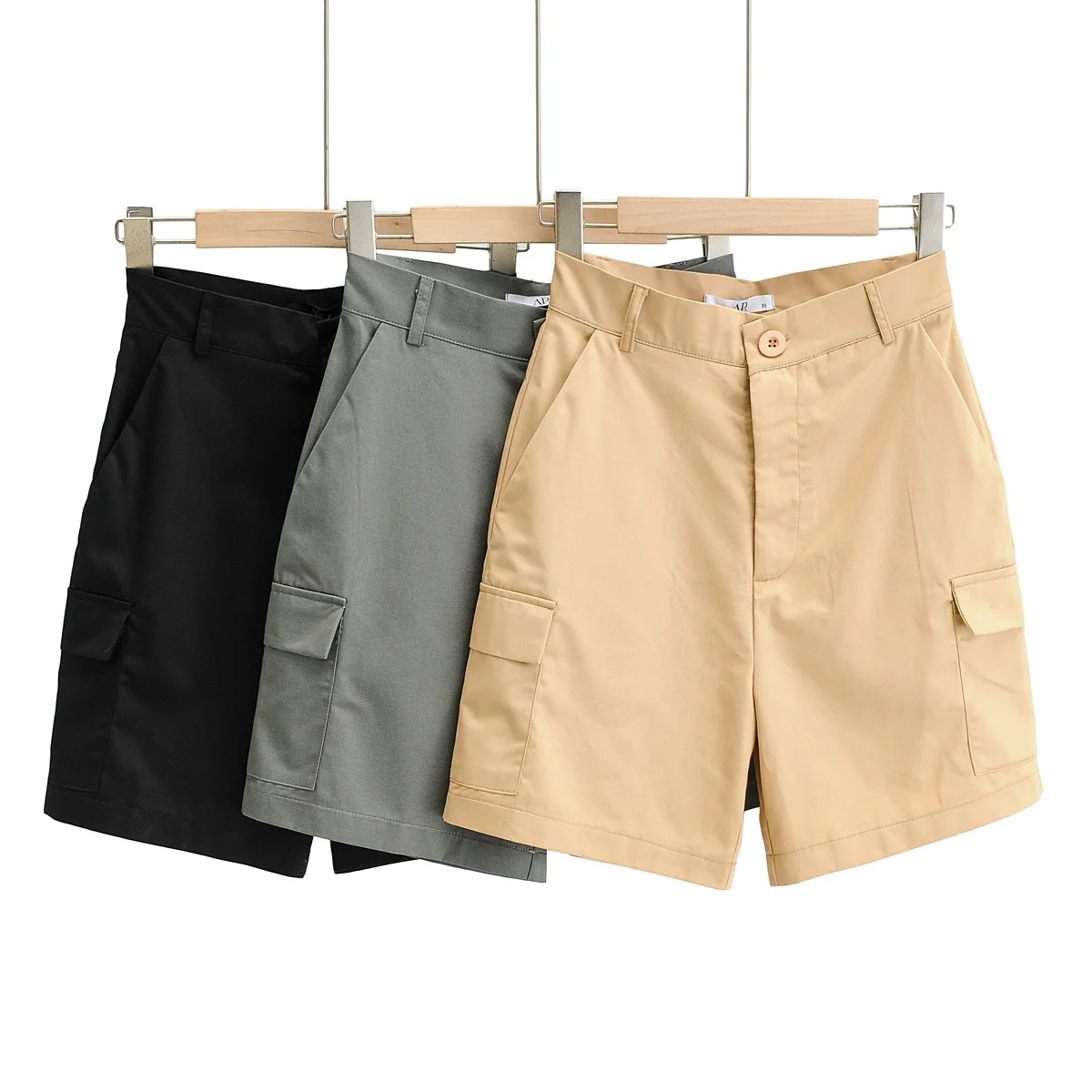 new five-point high waist pocket cargo shorts NSHS36987