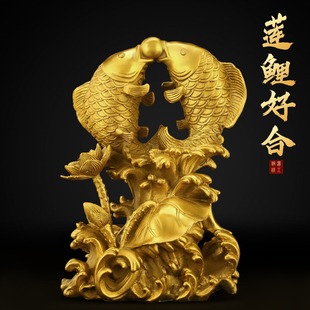 銅　魚置物 日本大正老銅釣魚惠比壽擺件，福神招財進財推薦置物銅魚神香薰擺件招財