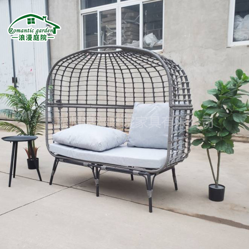 Cesta colgante de muebles de ocio al aire libre transfronteriza silla de cuna para perezosos domésticos silla de cuna doble de aterrizaje de Ratán amarillo grueso