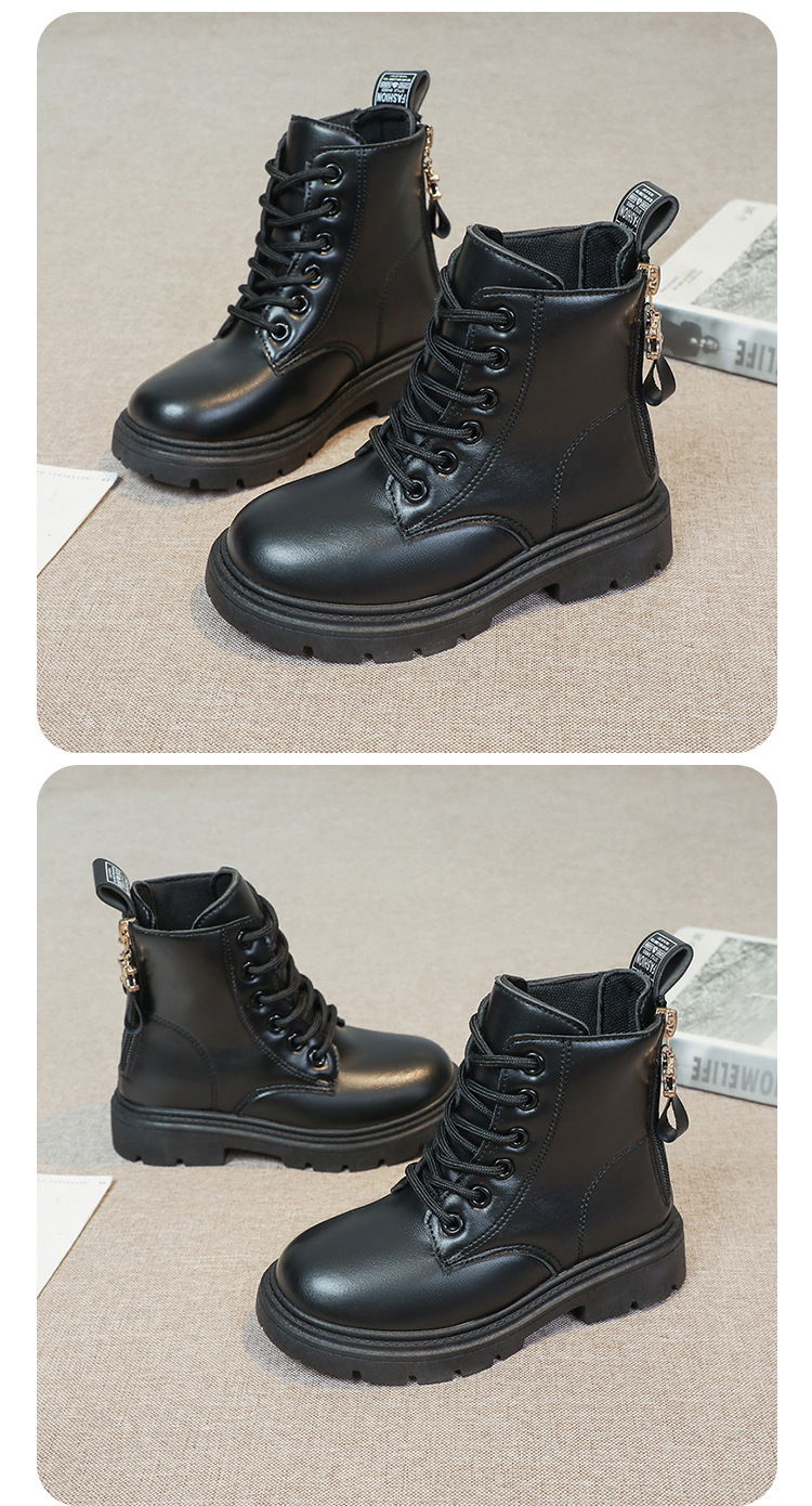 2024 Autumn/Winter New Children's Martin Single Boys' Velvet Short Warm Girls' Soft Bottom Leather Boots_voghion.com