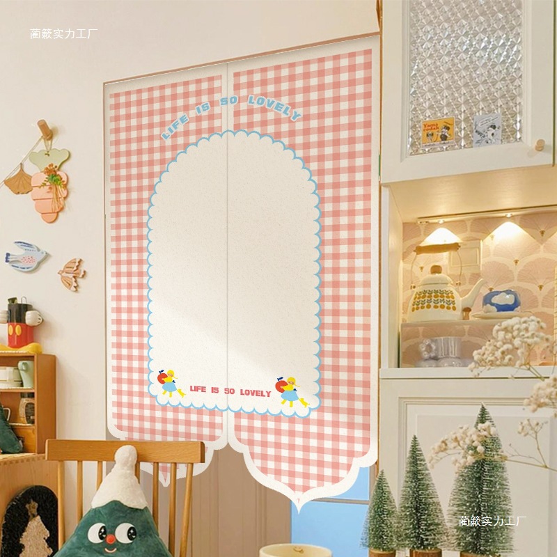 Cartoon Special-Shaped Door Curtain Partition Curtain Kidsren's Room Half Curtain Bedroom Blocking Curtain Kitchen Bathroom Velcro Cloth Curtain