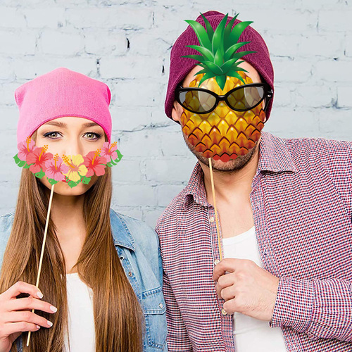 Cross-border Hawaii beach party decoration glasses grass skirt pineapple guitar shape photo props wholesale customization