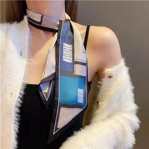 2025 薄くて長いシルクスカーフヘッドバンドヘアロープ模擬シルクスカーフ斜めシルクスカーフライト高級スカーフシルクスカーフ卸売|undefined