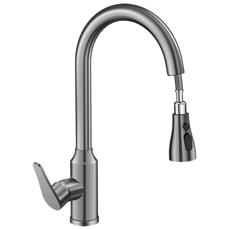 Stainless steel pull-out faucet, hot and cold sink, rotating sink, telescopic household item, free shipping details Picture