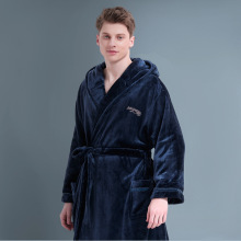 跨境定制欧美风男士浴袍五星级酒店同款加厚法兰绒吸水速干浴袍
