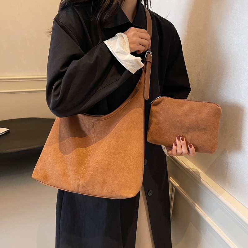 Borsa tote in camoscio da donna borsa a tracolla casual versatile_voghion.com