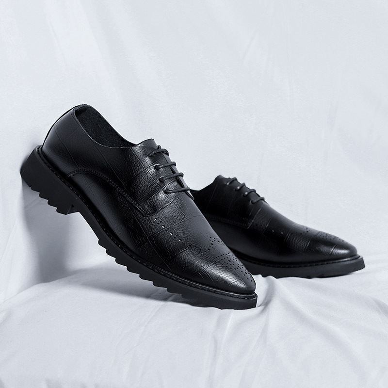 Brock men's shoes Korean version of British fashion shoes with black wedding shoes casual business dress shoes men_voghion.com