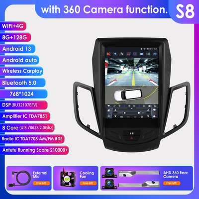 Multimedia Navigation System, DVD Navigation - with-360-camera-8128g-wifi4g-lte-version-7862-carplay-eight-core-97inch-suitable-for-ford-fiesta-09-16
