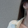 Small design long earrings with bow, trend of season, simple and elegant design, Japanese and Korean, internet celebrity