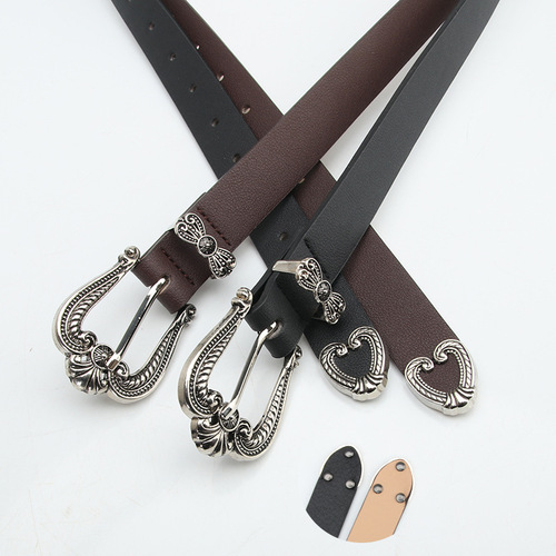 New retro crown three-piece women's belt decorative suit dress jeans casual decorative belt