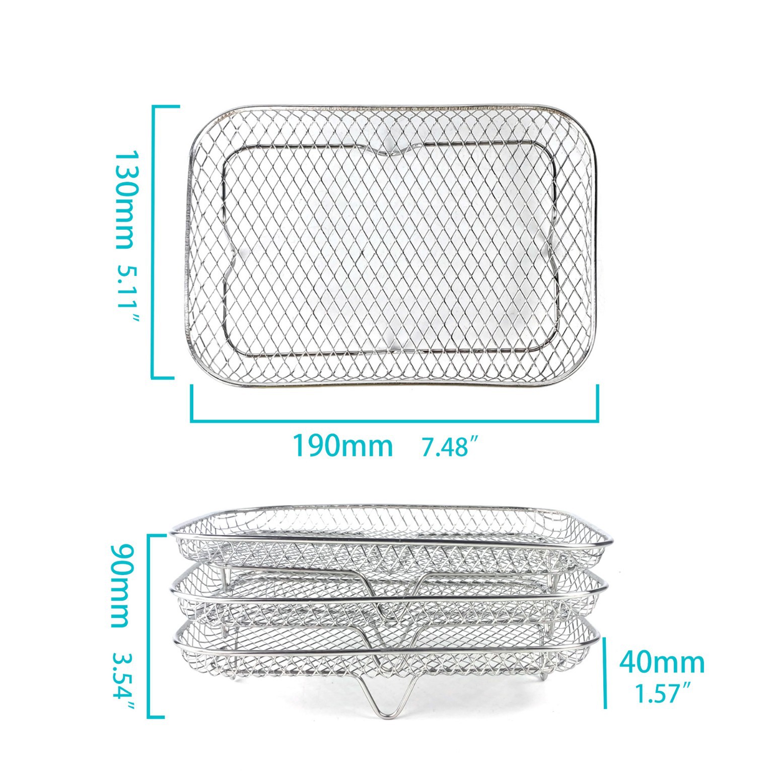 Rejilla para Freidora de Aire 3 Capas, Acero Inoxidable 304, Desmontable, Antióxido image 17
