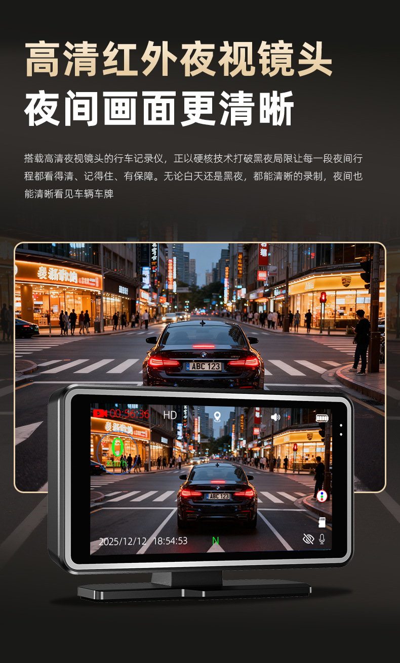Electronic Dog 2026 new model car-mounted high-definition dashcam with night vision, 4K high-definition, and central control voice speed monitoring