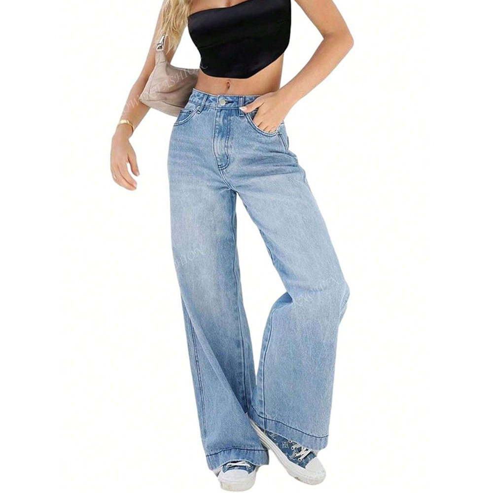 Commerce extérieur européen et transfrontalier Jeans rétro américains 2025 Nouveaux pantalons longs, amples et droits à la mode_voghion.com