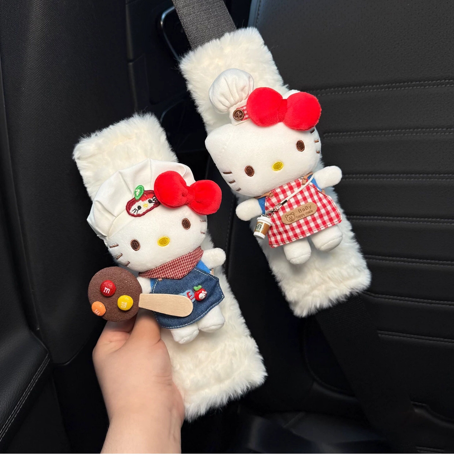 Cute KITTY car seatbelt shoulder pad, car interior seatbelt decoration, anti-abrasion clothing for couples, a pair for women