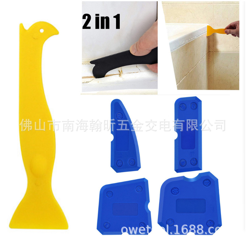 5件套2合一勾铲阴角刮片硅胶密封剂灌浆厨房浴室地板密封蓝色