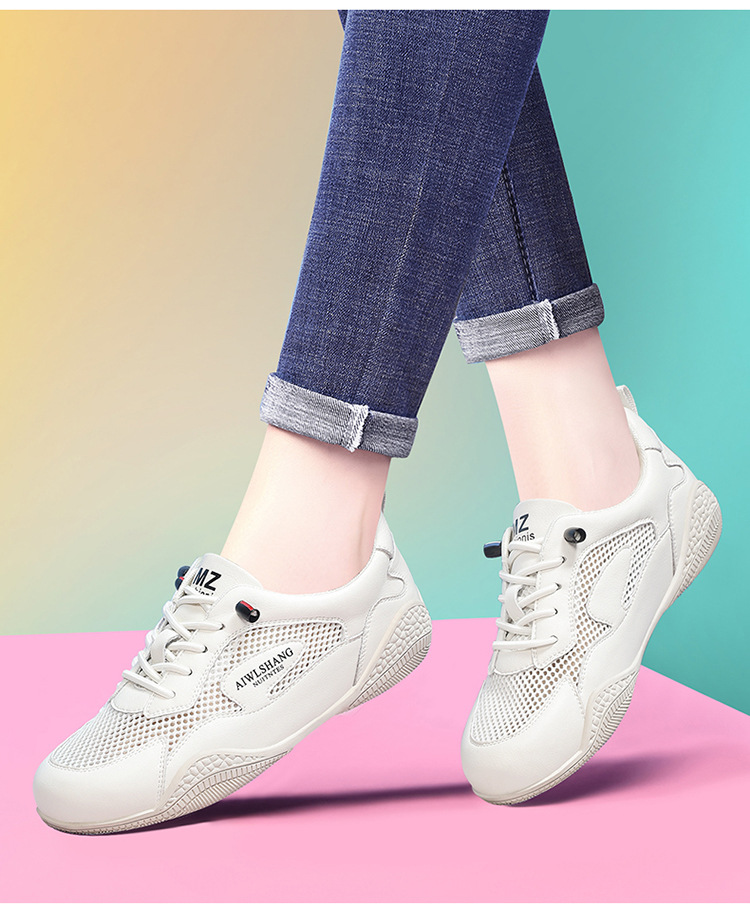 Giày sneaker nữ da thật lưới thoáng khí đế bằng 3 cm mùa hè 2025 — LJ 58219 [be xám] cao gót 3cm, LJ 58108 [be xám] cao gót 3cm, LJ 58109 [màu be] cao gót 3cm, DH 58617 [màu be xám] cao gót 3cm chi tiết 5