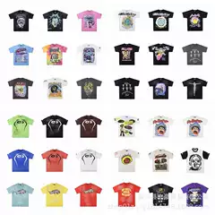 European and American High Street Fashion Brand Cartoon Letter Printing Loose Short-Sleeved T-Shirt for Men and Women Hip-Hop Couple Half-Sleeved Dropshipping