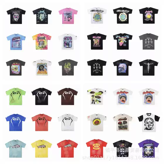 European and American High Street Fashion Brand Cartoon Letter Printing Loose Short-Sleeved T-Shirt for Men and Women Hip-Hop Couple Half-Sleeved Dropshipping