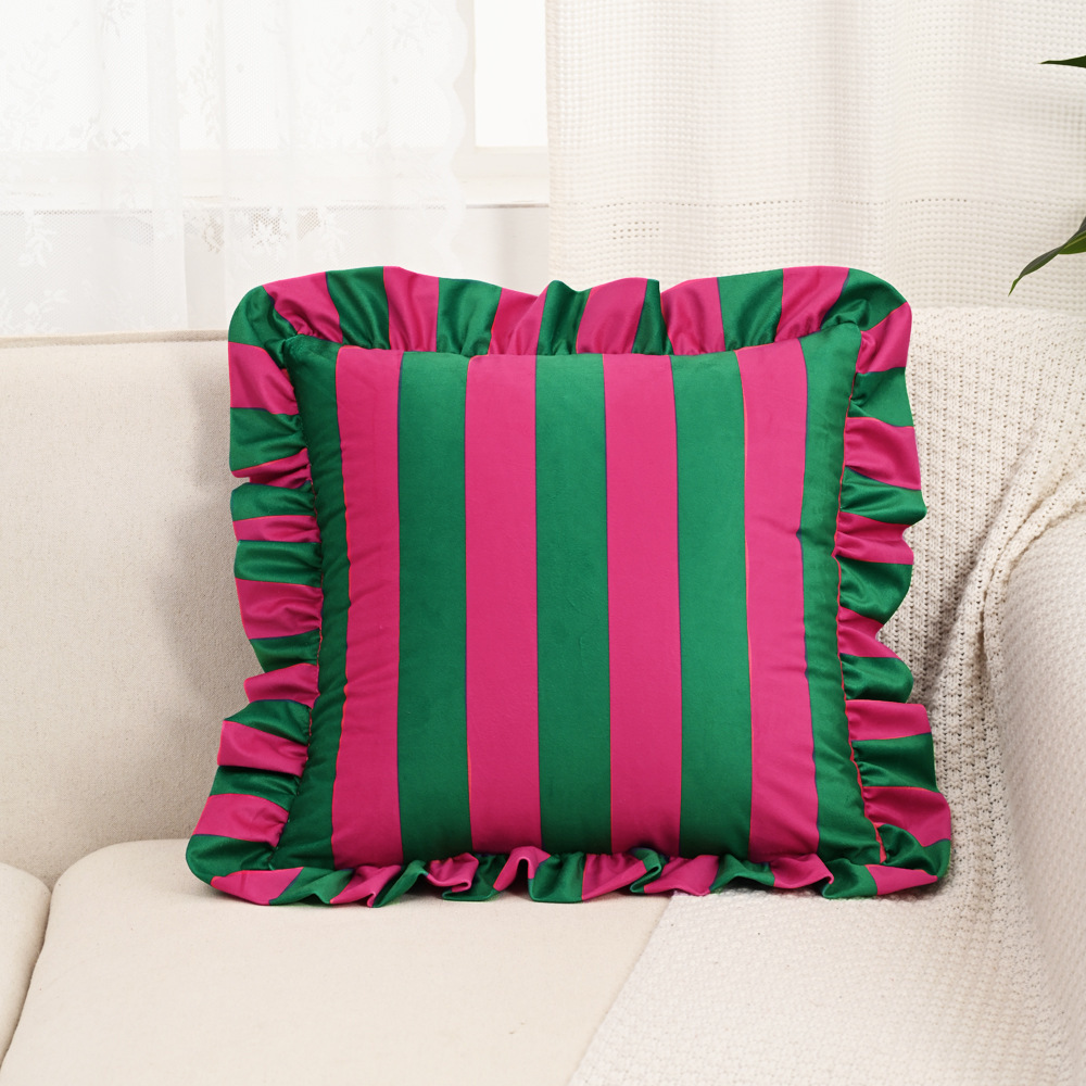 Inswind estriado coreano holandés veludo hoja de loto borde abraza funda de almohada americana sofá de la sala de estar decoración de cojín de cabecera