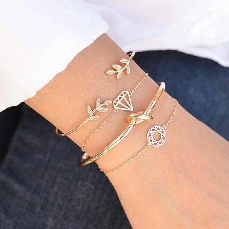 European and American Jewelry Retro Bohemian Leaf Knot Bracelet Chain Charm Bracelet Women's Gold Bracelet Women's Jewelry European and American Jewelry Retro Bohemian Leaf Knot Bracelet Chain Charm Bracelet Women's Gold Bracelet Women's Jewelry